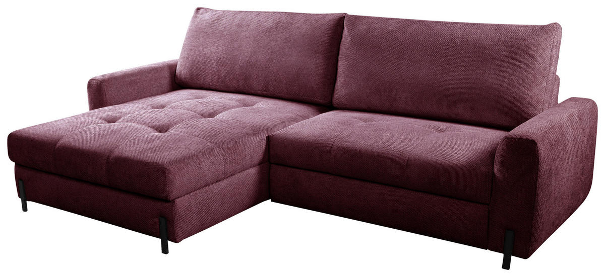 ECKSOFA in Struktur Bordeaux  - Bordeaux/Schwarz, Design, Textil/Metall (162/265cm) - MID.YOU
