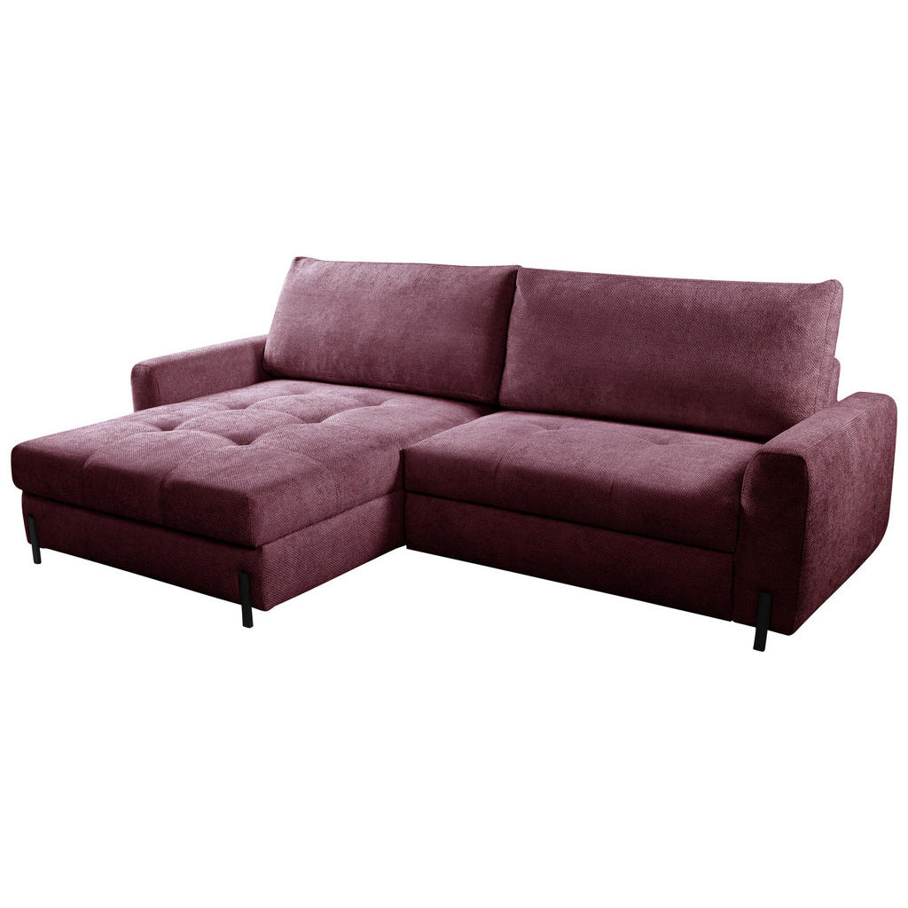 Thumbnail - Mid.you Ecksofa, Bordeaux, Textil, 3-Sitzer, Ottomane links, L-Form, 265x162 cm, Made in EU, Liegefunktion, Rücken echt,...