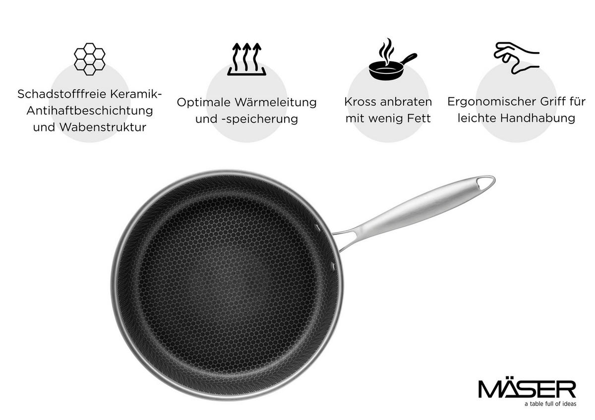 BRATPFANNE  - Silberfarben/Schwarz, Basics, Metall (32/6cm) - Mäser