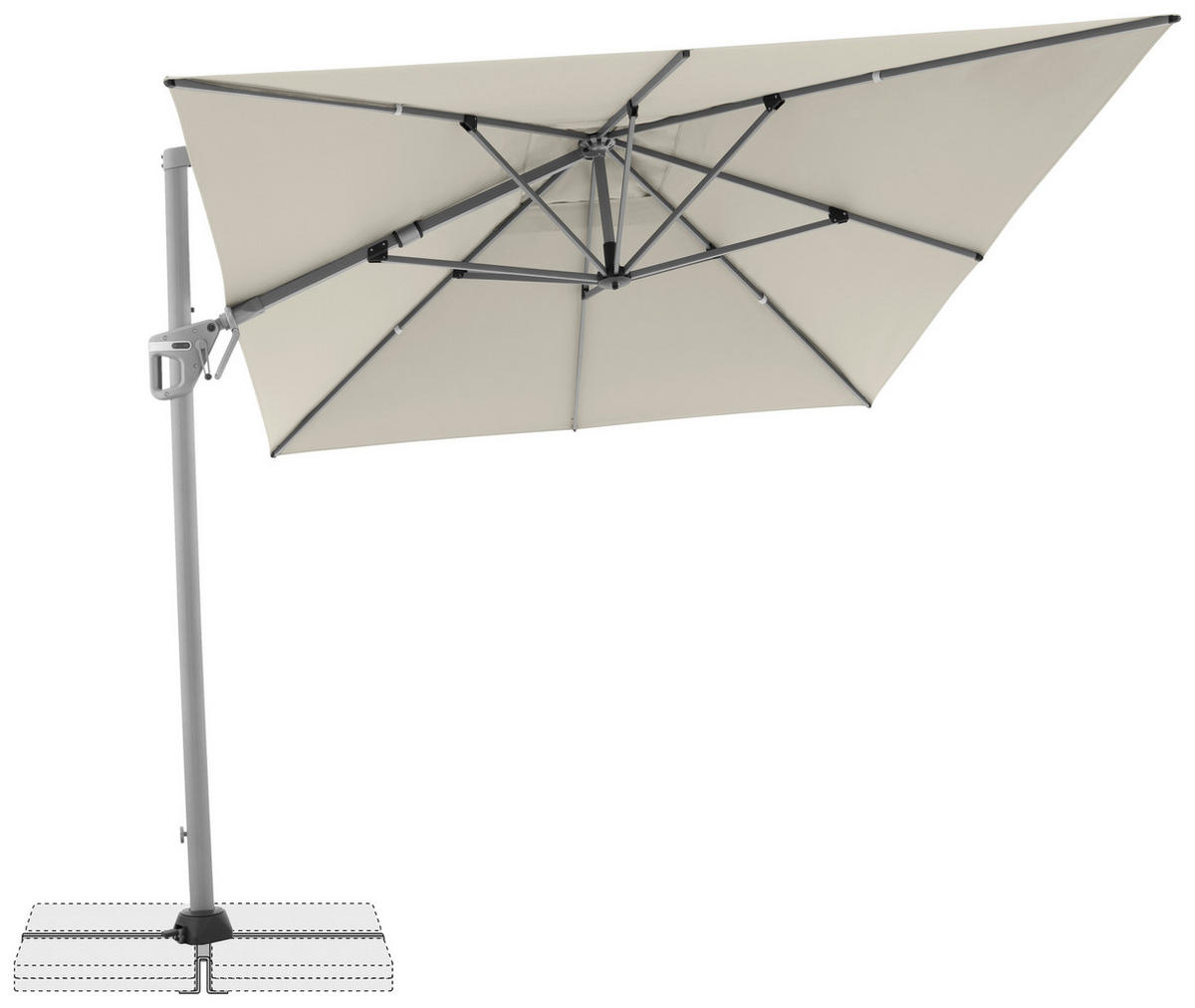 AMPELSCHIRM 350x260 cm Naturfarben  - Silberfarben/Naturfarben, Basics, Textil/Metall (350/260cm) - Doppler