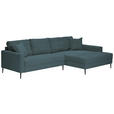 ECKSOFA Blau Cord  - Blau/Schwarz, KONVENTIONELL, Textil/Metall (276/173cm) - Carryhome