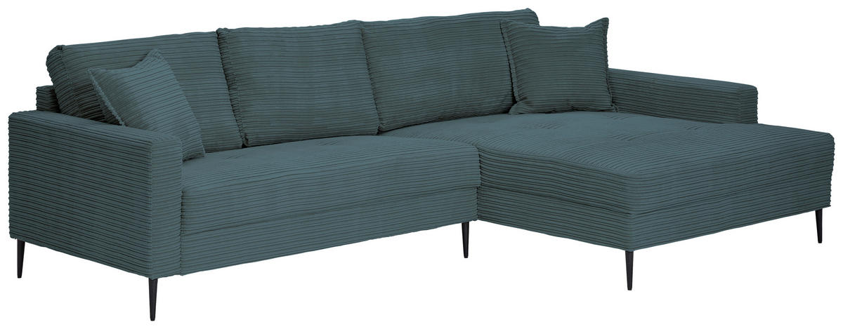 ECKSOFA in Cord Blau  276/173 cm  - Blau/Schwarz, KONVENTIONELL, Textil/Metall (276/173cm) - Carryhome