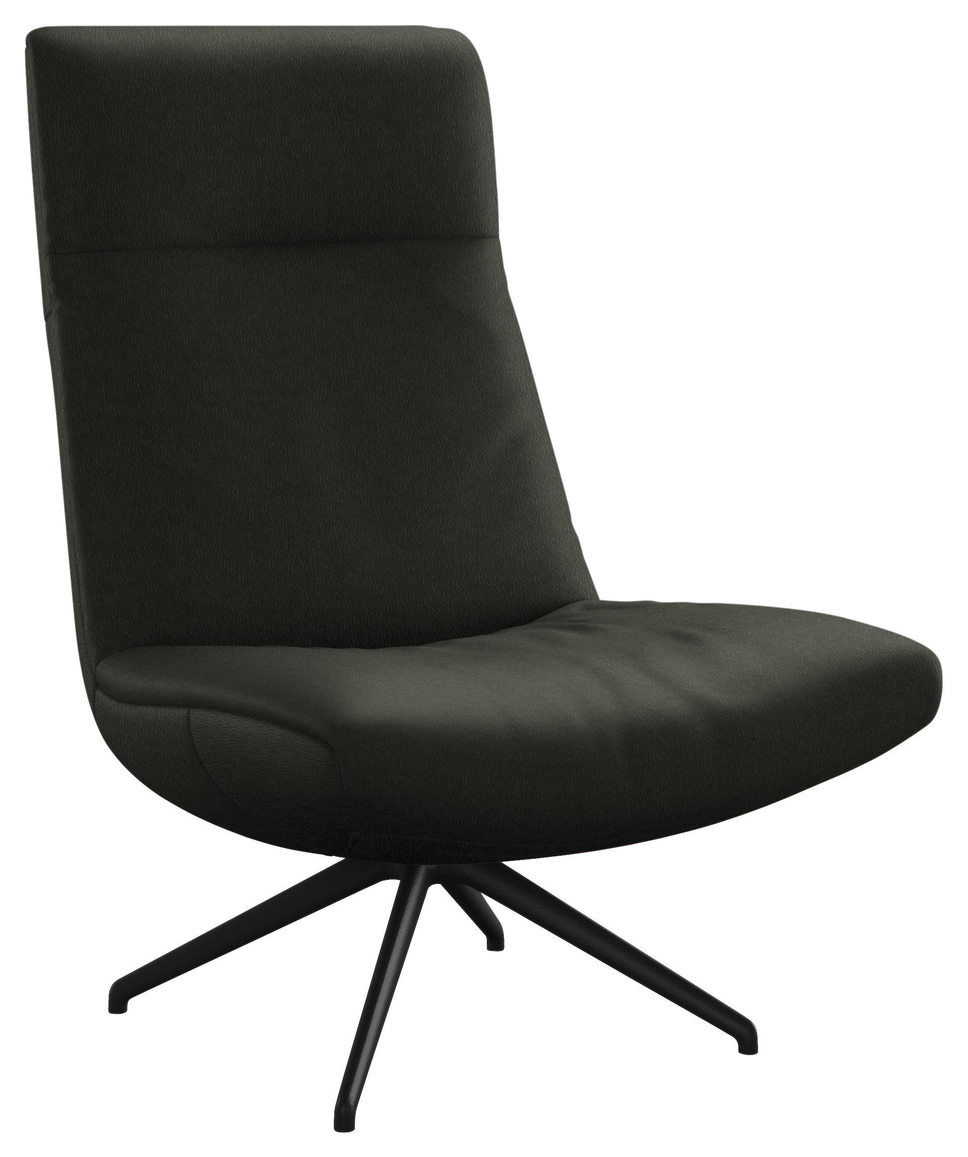 SESSEL in Echtleder Dunkelgrau  - Dunkelgrau/Schwarz, Modern, Leder/Metall (74/105/92cm) - Johann Jakob