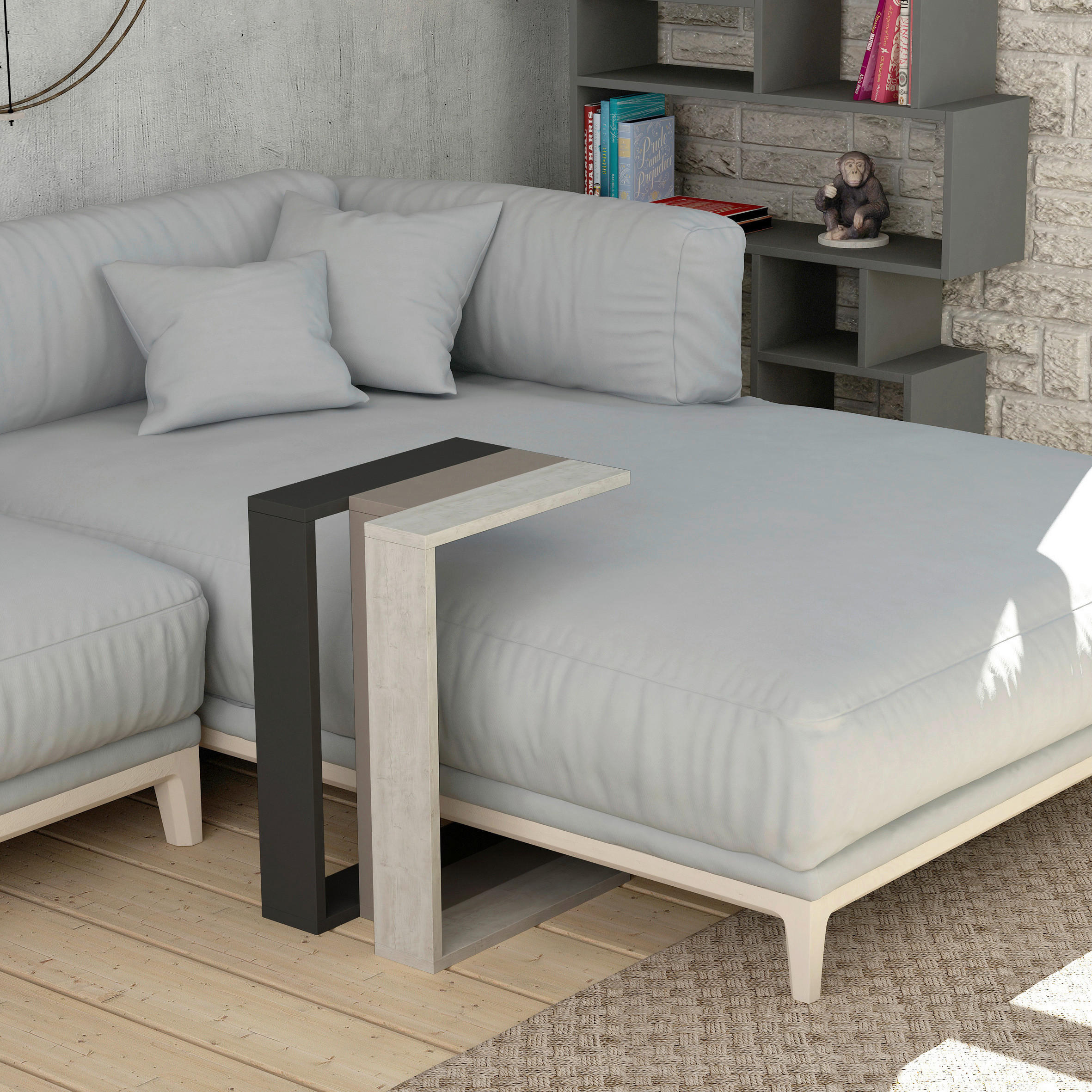 BEISTELLTISCH in Holzwerkstoff 30/40/57 cm  - Anthrazit/Grau, Design, Holzwerkstoff (30/40/57cm) - Livetastic