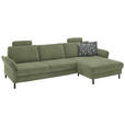 ECKSOFA  in Chenille, Flachgewebe Olivgrün  316/175 cm  - Schwarz/Olivgrün, Design, Textil/Metall (316/175cm) - Dieter Knoll