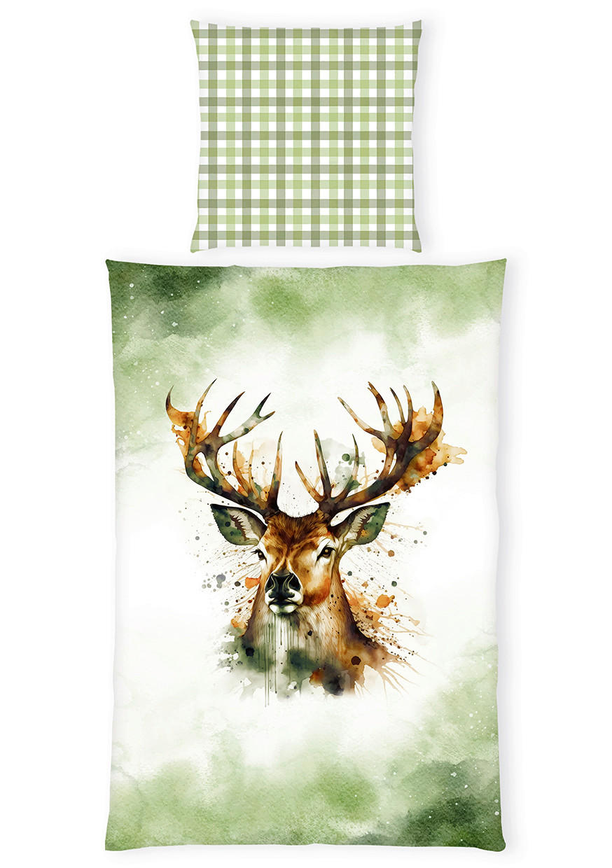 WENDEBETTWÄSCHE 2-teilig Renforcé 135/200 cm  - Grün, KONVENTIONELL, Textil (135/200cm) - Herding