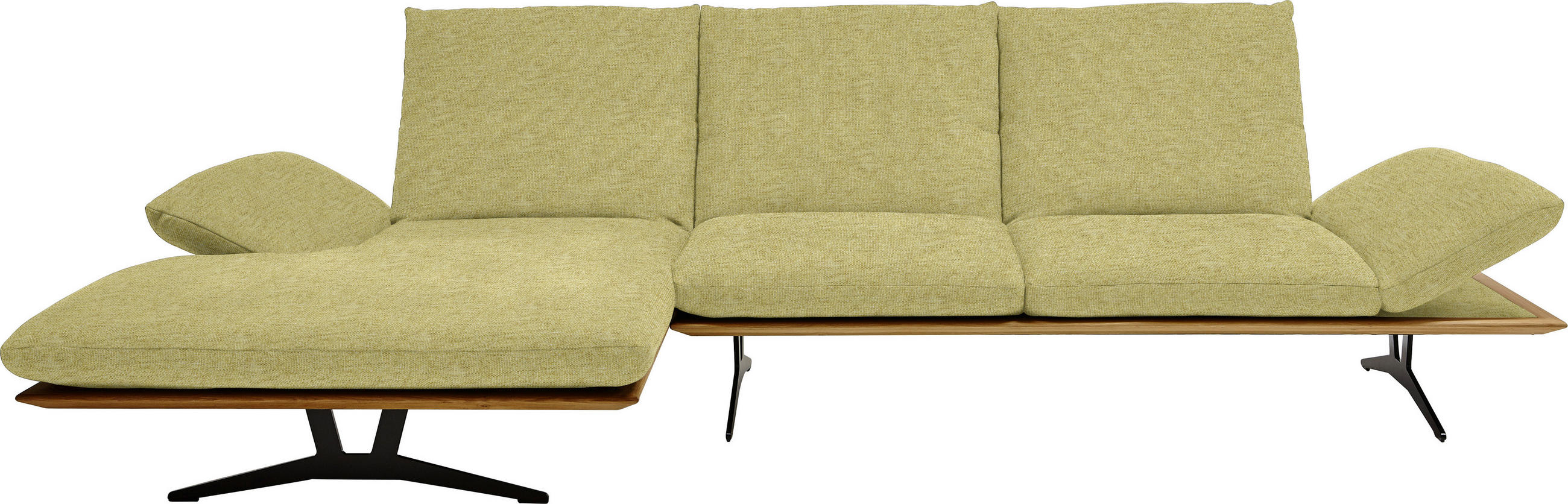 ECKSOFA in Flachgewebe Limette  - Limette/Schwarz, Design, Holz/Textil (159/314cm) - Dieter Knoll