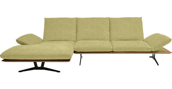 ECKSOFA in Flachgewebe Limette  - Limette/Schwarz, Design, Holz/Textil (159/314cm) - Dieter Knoll