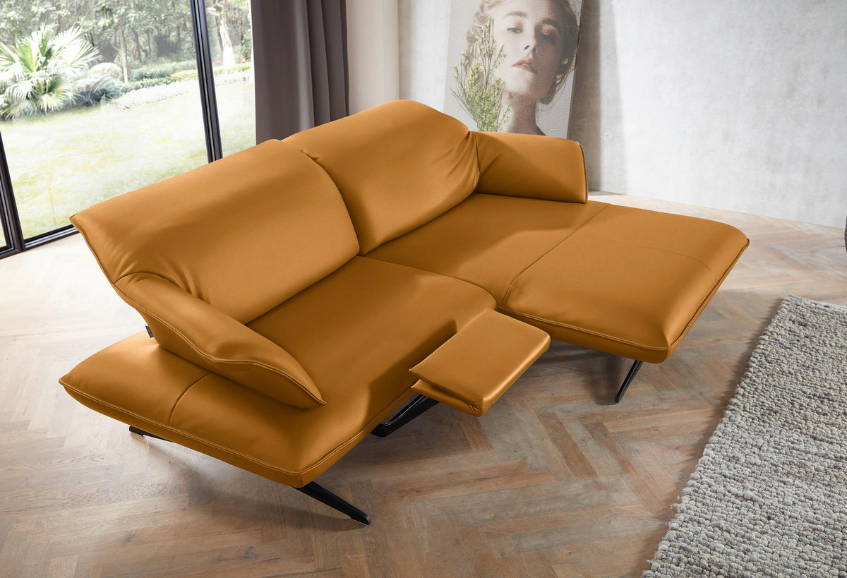 ECKSOFA in Echtleder Goldfarben  - Beige/Goldfarben, Design, Leder/Metall (252/169cm) - Koinor