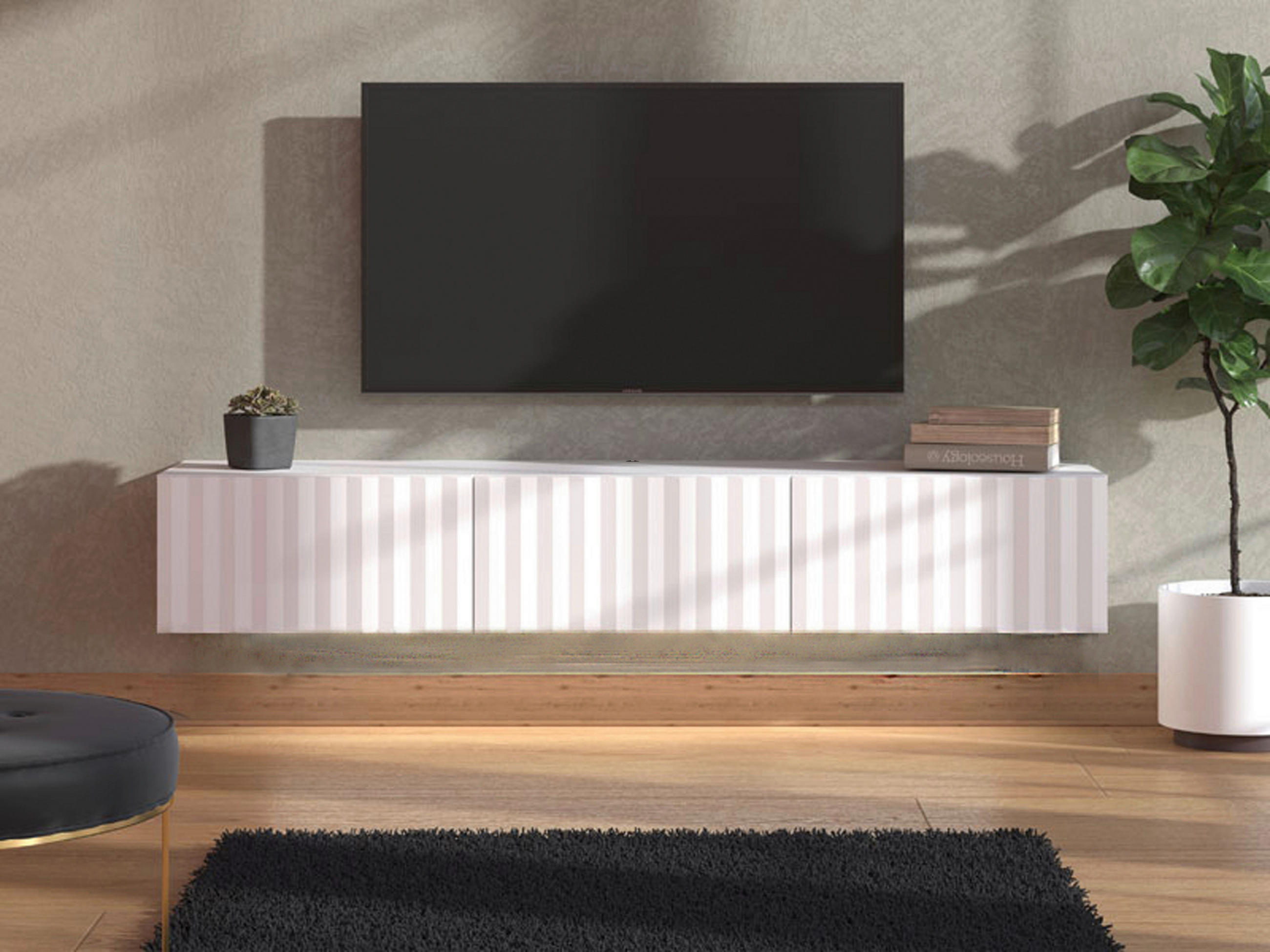 NÍZKÁ VISÍCÍ KOMODA, bílá, 192/31,5/42 cm - bílá, Basics, kompozitní dřevo (192/31,5/42cm) - Xora