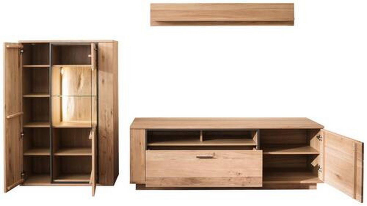 WOHNWAND  in Anthrazit, Eichefarben 280/175/50 cm  - Eichefarben/Anthrazit, Konventionell, Glas/Holz (280/175/50cm) - Landscape