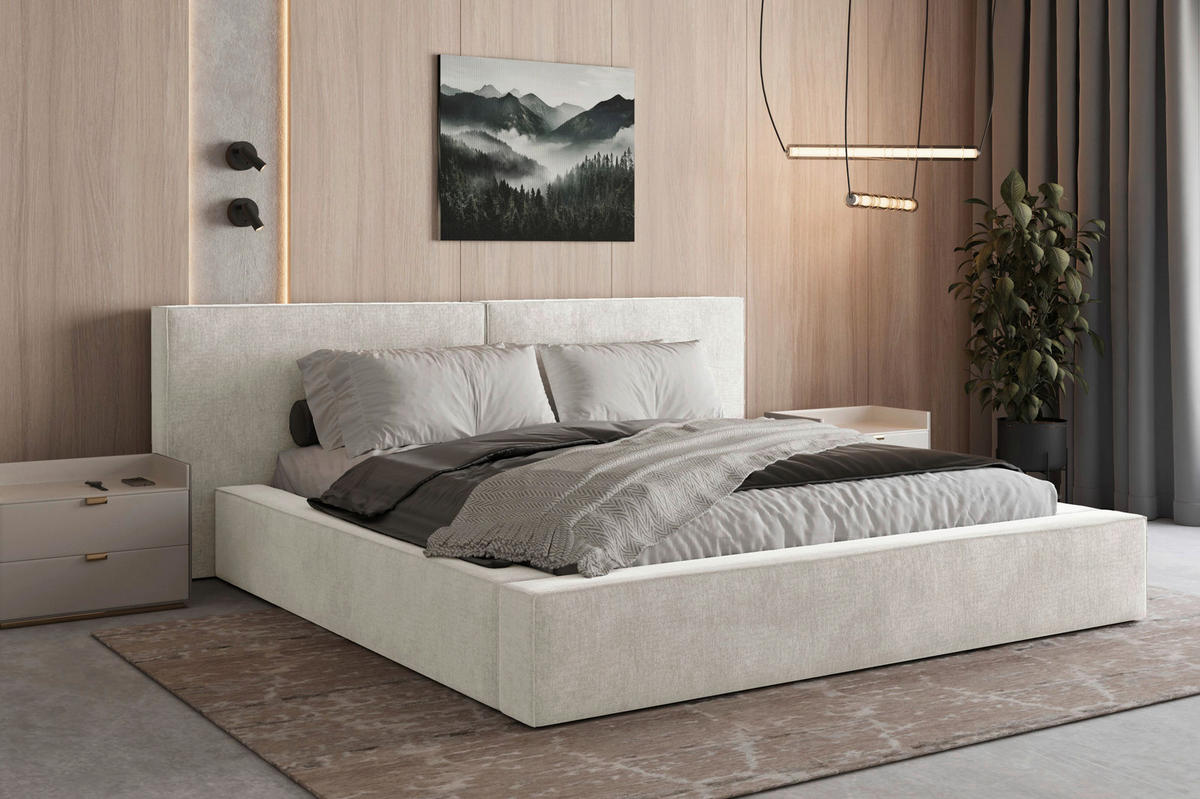 POLSTERBETT Bettkasten Creme 180/200 cm  - Creme/Schwarz, MODERN, Holz/Kunststoff (180/200cm) - MID.YOU