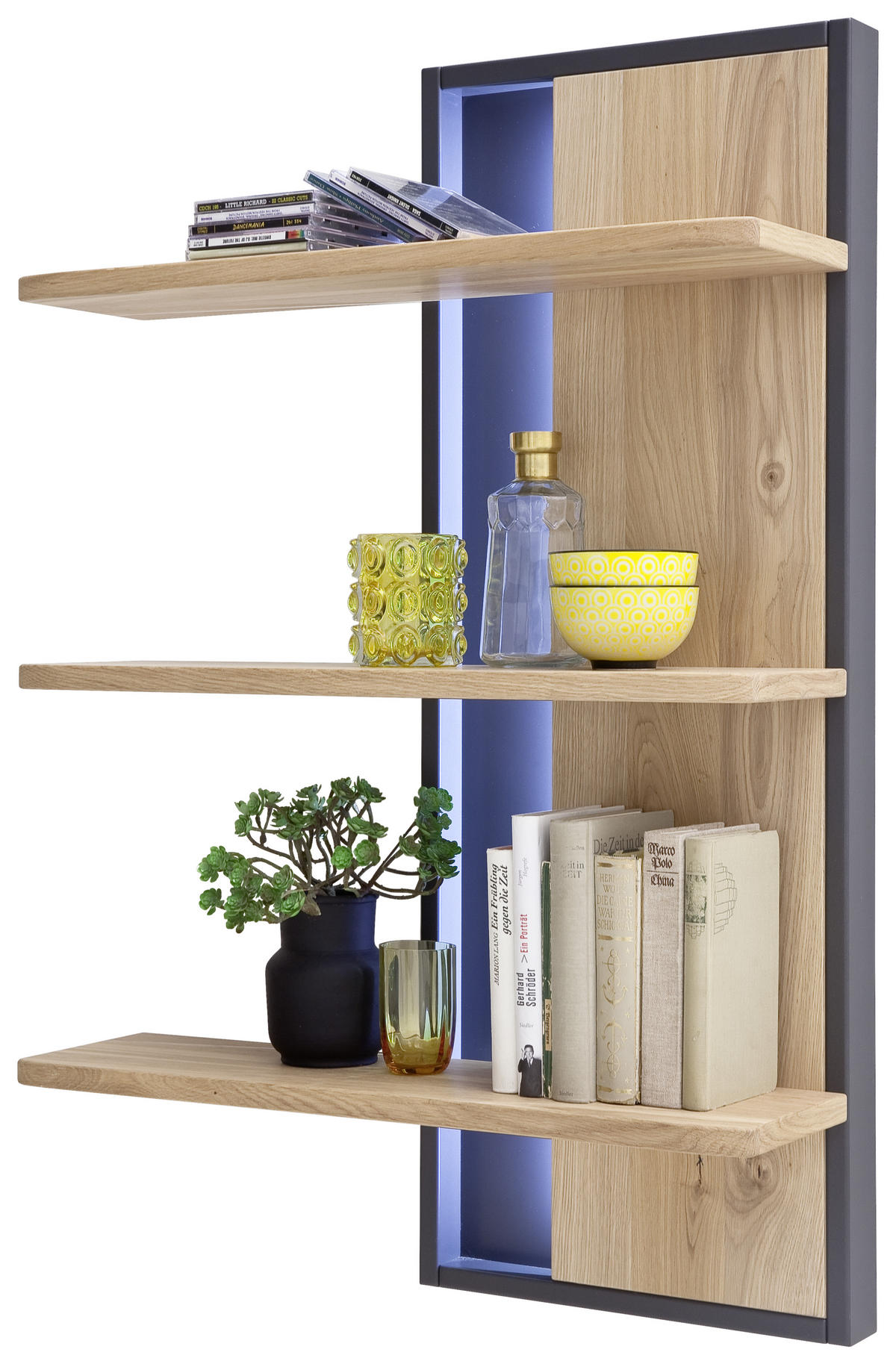 HYLLKOMBINATION  i ekfärgad  338/204/50 cm  - svart/ekfärgad, Design, metall/trämaterial (338/204/50cm) - Livetastic
