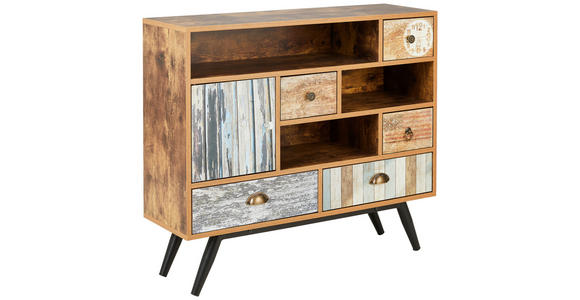 KOMMODE , 93/80/29 cm, 5 Schublade(n)  - Klar/Hellbraun, LIFESTYLE, Holzwerkstoff/Kunststoff (93/80/29cm) - Carryhome