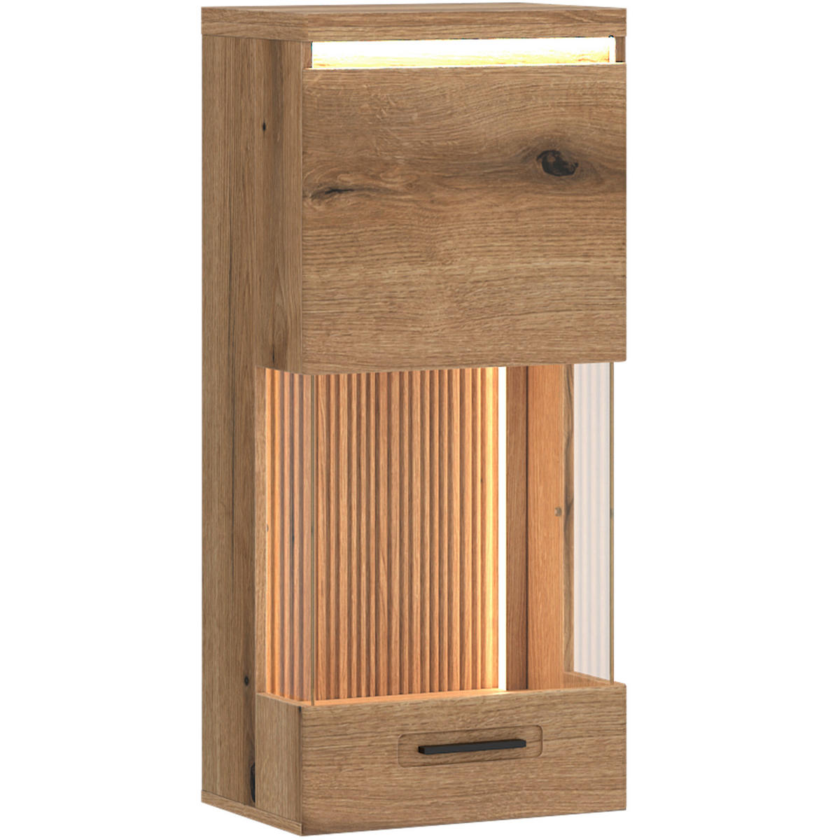 HÄNGEVITRINE  Eichefarben  - Eichefarben/Schwarz, Basics, Glas/Holzwerkstoff (103,5/45/35,6cm) - Livetastic