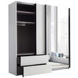 SCHWEBETÜRENSCHRANK  in Schwarz, Weiß  - Schwarz/Weiß, MODERN, Glas/Holzwerkstoff (215/225,5/60,5cm) - Xora