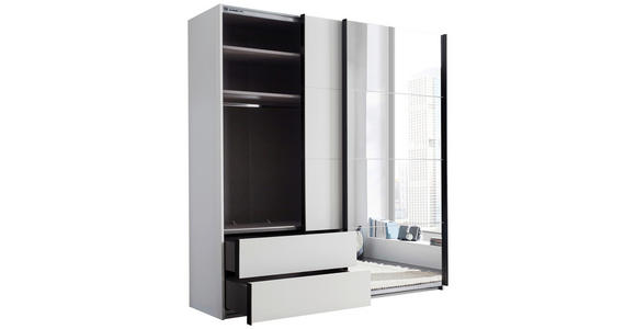 SCHWEBETÜRENSCHRANK  in Schwarz, Weiß  - Schwarz/Weiß, MODERN, Glas/Holzwerkstoff (215/225,5/60,5cm) - Xora