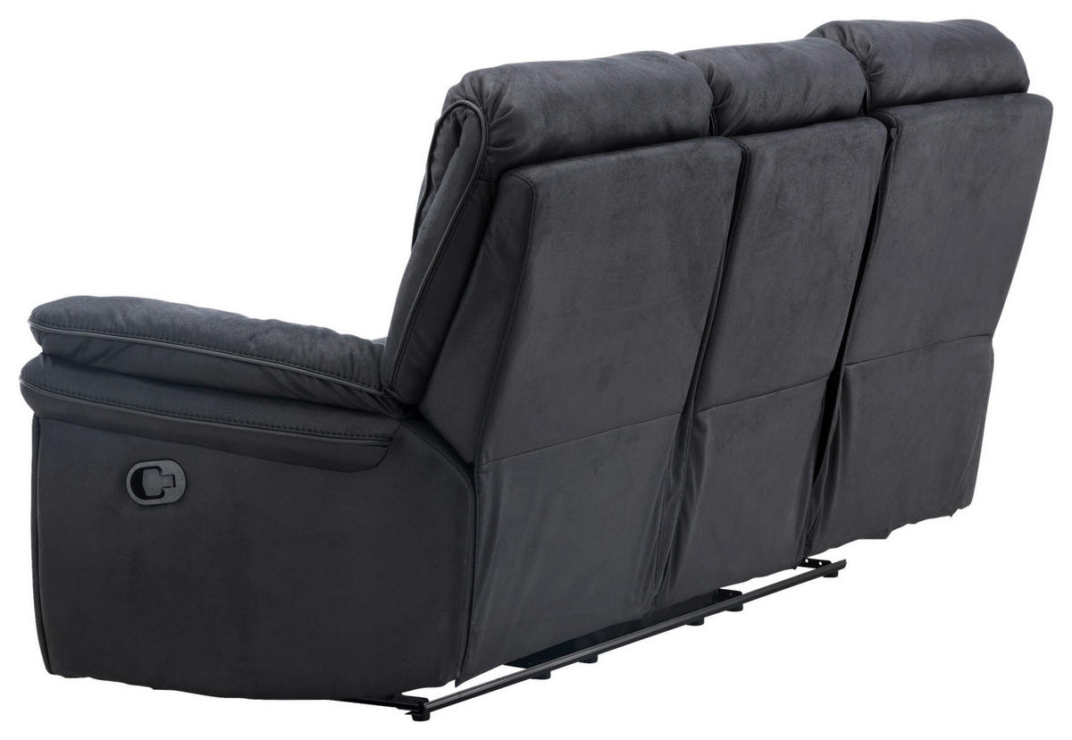 3-SITZER-SOFA in Lederlook (vegan) Schwarz  - Schwarz, Design, Kunststoff/Textil (228/103/99cm) - Livetastic