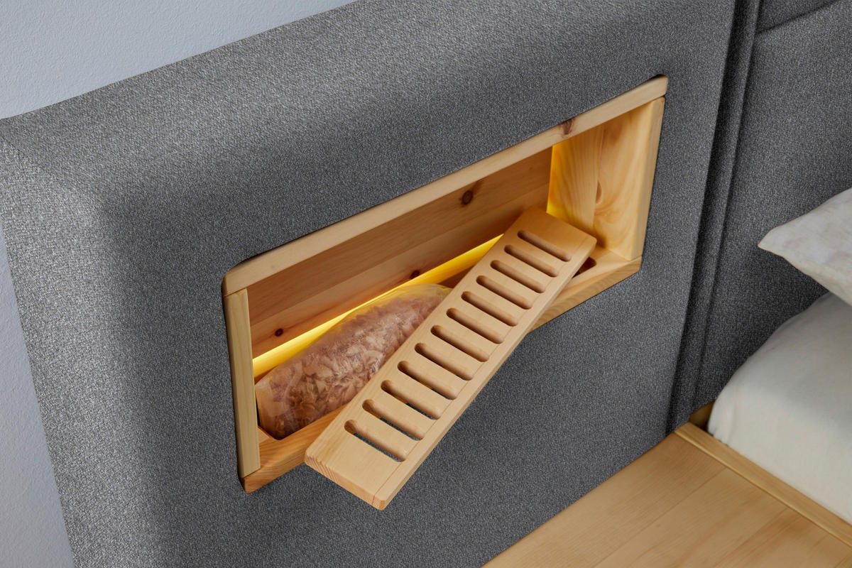 BOXSPRINGBETT 200/200 cm  in Eichefarben, Hellgrau  - Eichefarben/Hellgrau, Natur, Holz/Textil (200/200cm) - Valnatura