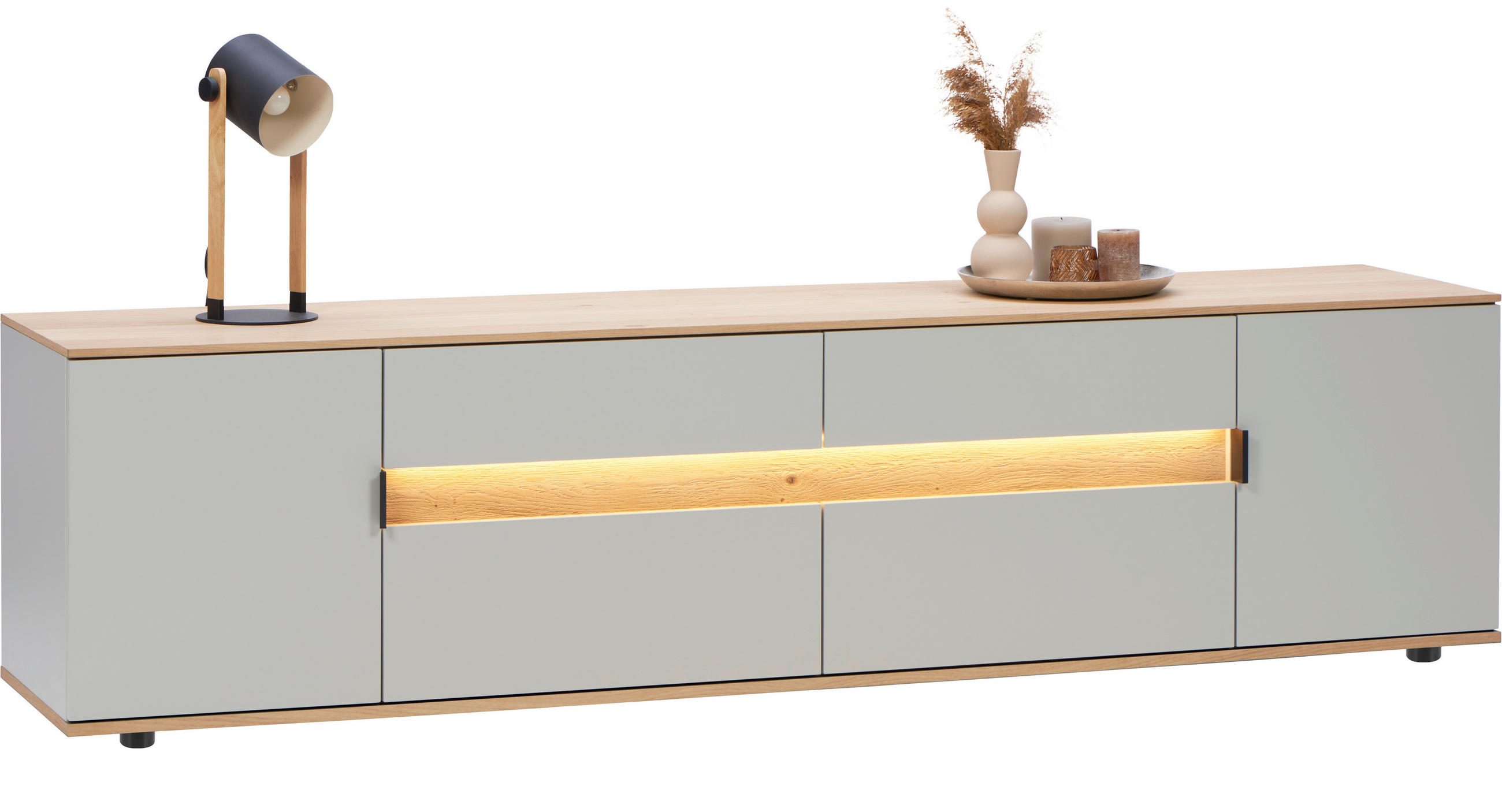 LOWBOARD  in 225,6/54,2/48 cm  - Eichefarben/Hellgrau, Design, Holz/Holzwerkstoff (225,6/54,2/48cm) - Dieter Knoll