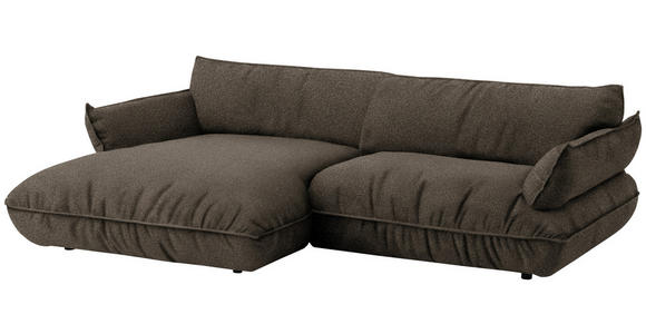 ECKSOFA  in Flachgewebe Dunkelbraun  185/264 cm  - Dunkelbraun/Schwarz, Design, Kunststoff/Textil (185/264cm) - Belluti