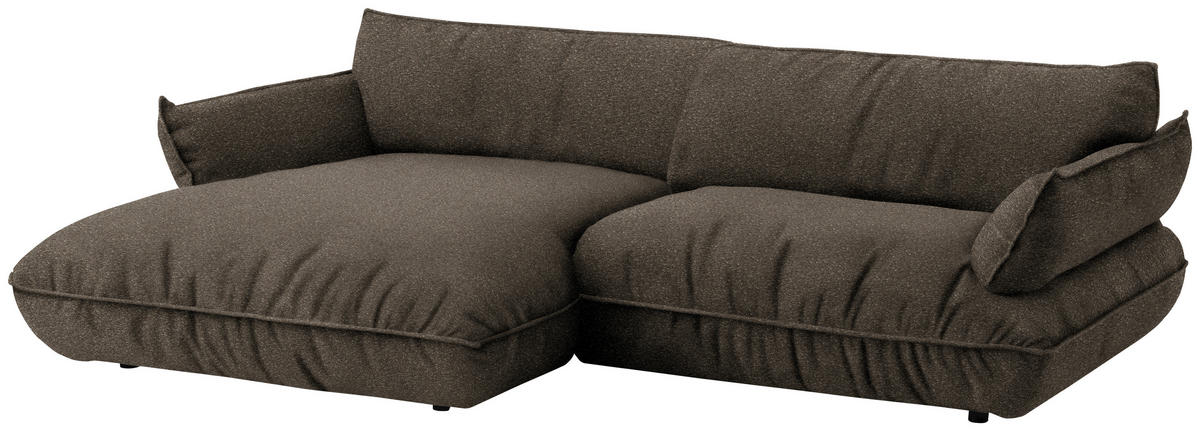 ECKSOFA  in Flachgewebe Dunkelbraun  185/264 cm  - Dunkelbraun/Schwarz, Design, Kunststoff/Textil (185/264cm) - Belluti