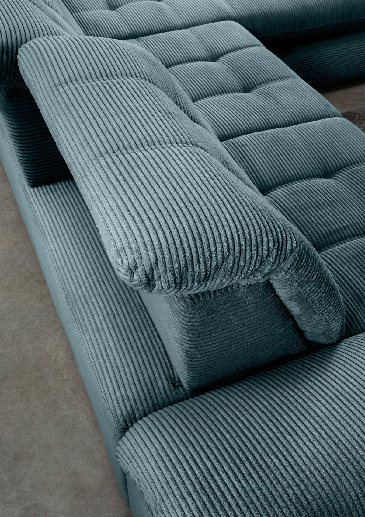 ECKSCHLAFSOFA in Cord Petrol  - Petrol/Schwarz, Modern, Textil/Metall (273/189cm) - Livetastic