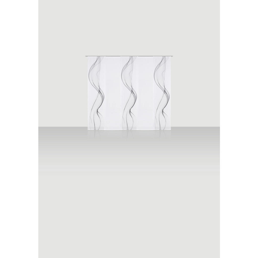 Thumbnail - Novel Flächenvorhang Fumaso, Grau, Weiß, Textil, Abstraktes, 60x245 cm, mit Flauschband, Wohntextilien, Gardinen & Vorhä...