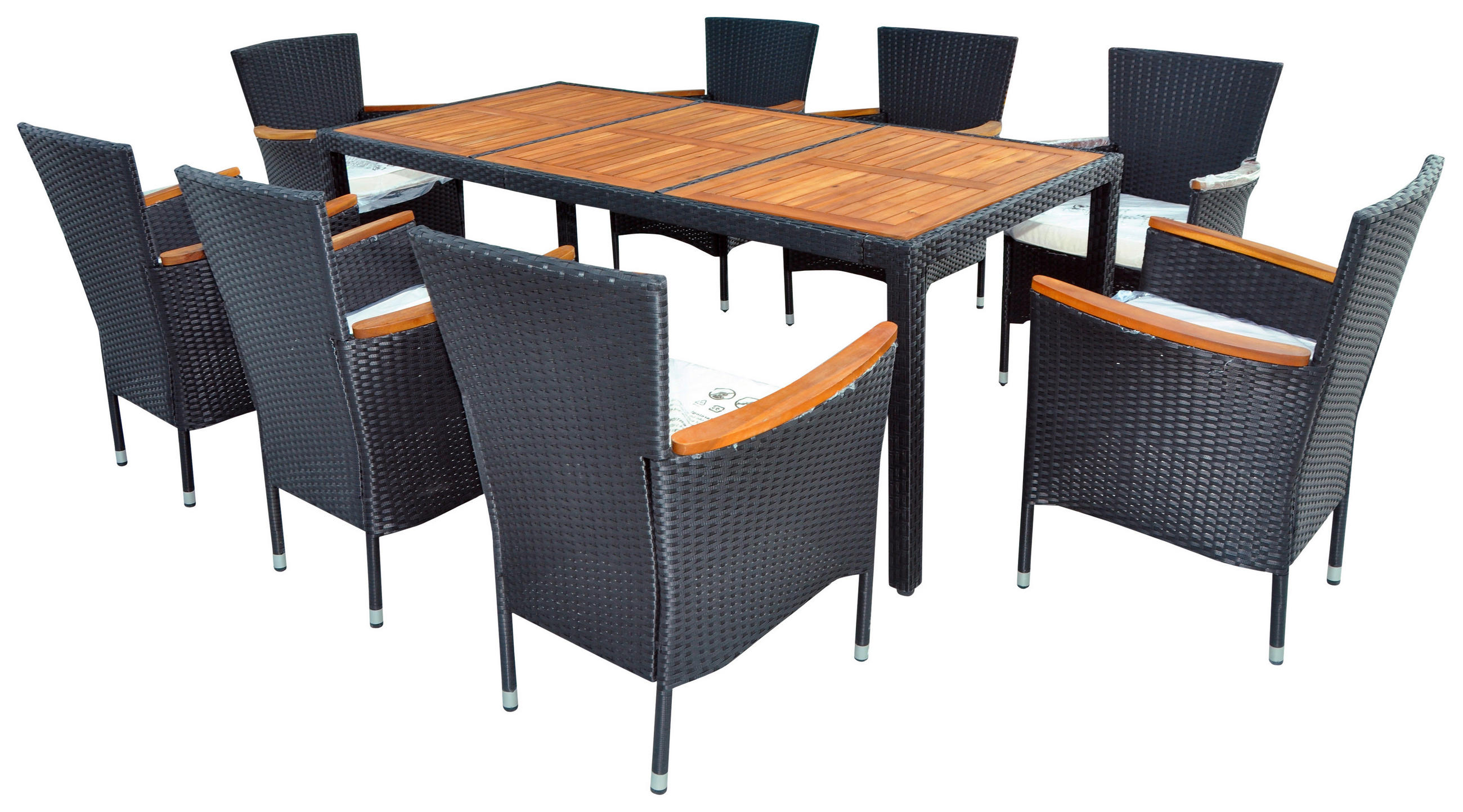 GARTENTISCHGRUPPE - Creme/Schwarz, Design, Holz/Kunststoff - Ambia Garden