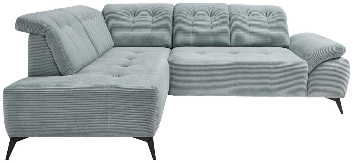 ECKSOFA in Cord Hellblau  - Schwarz/Hellblau, Modern, Textil/Metall (200/272cm) - Livetastic