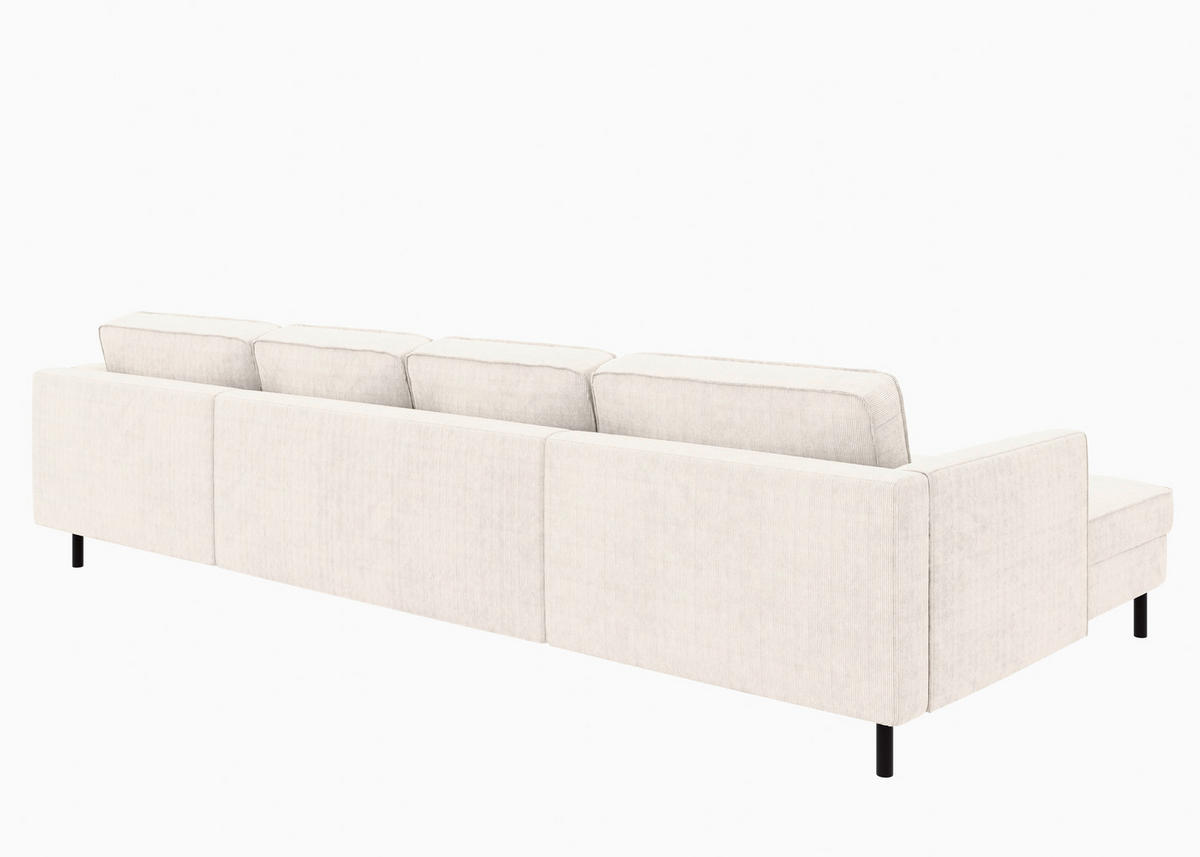 WOHNLANDSCHAFT Creme Cord  - Creme/Schwarz, MODERN, Textil/Metall (161/306/161cm) - Trendmanufaktur