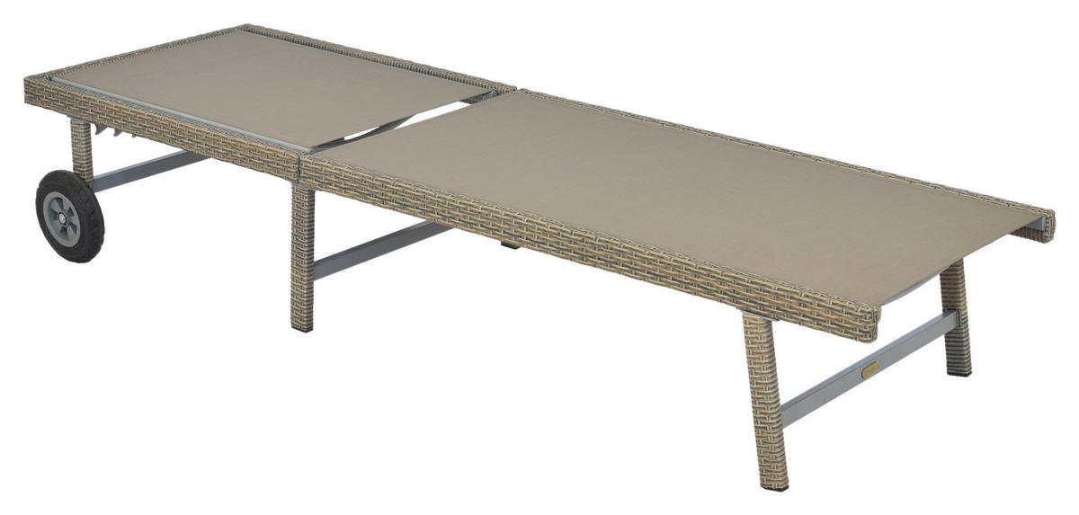 GARTENLIEGE 202/35/65 cm  - Beige/Grau, MODERN, Kunststoff/Metall (202/35/65cm) - Gardenson