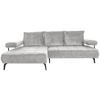 ECKSOFA in Webstoff Grau  180/266 cm  - Schwarz/Grau, Design, Textil/Metall (180/266cm) - Welnova