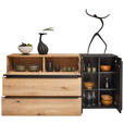 SIDEBOARD 184/90,3/47,1 cm  - Eichefarben/Anthrazit, Natur, Glas/Holz (184/90,3/47,1cm) - Valnatura