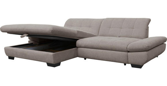 ECKSOFA in Mikrofaser Hellgrau  - Hellgrau/Schwarz, Design, Textil/Metall (198/290cm) - Xora