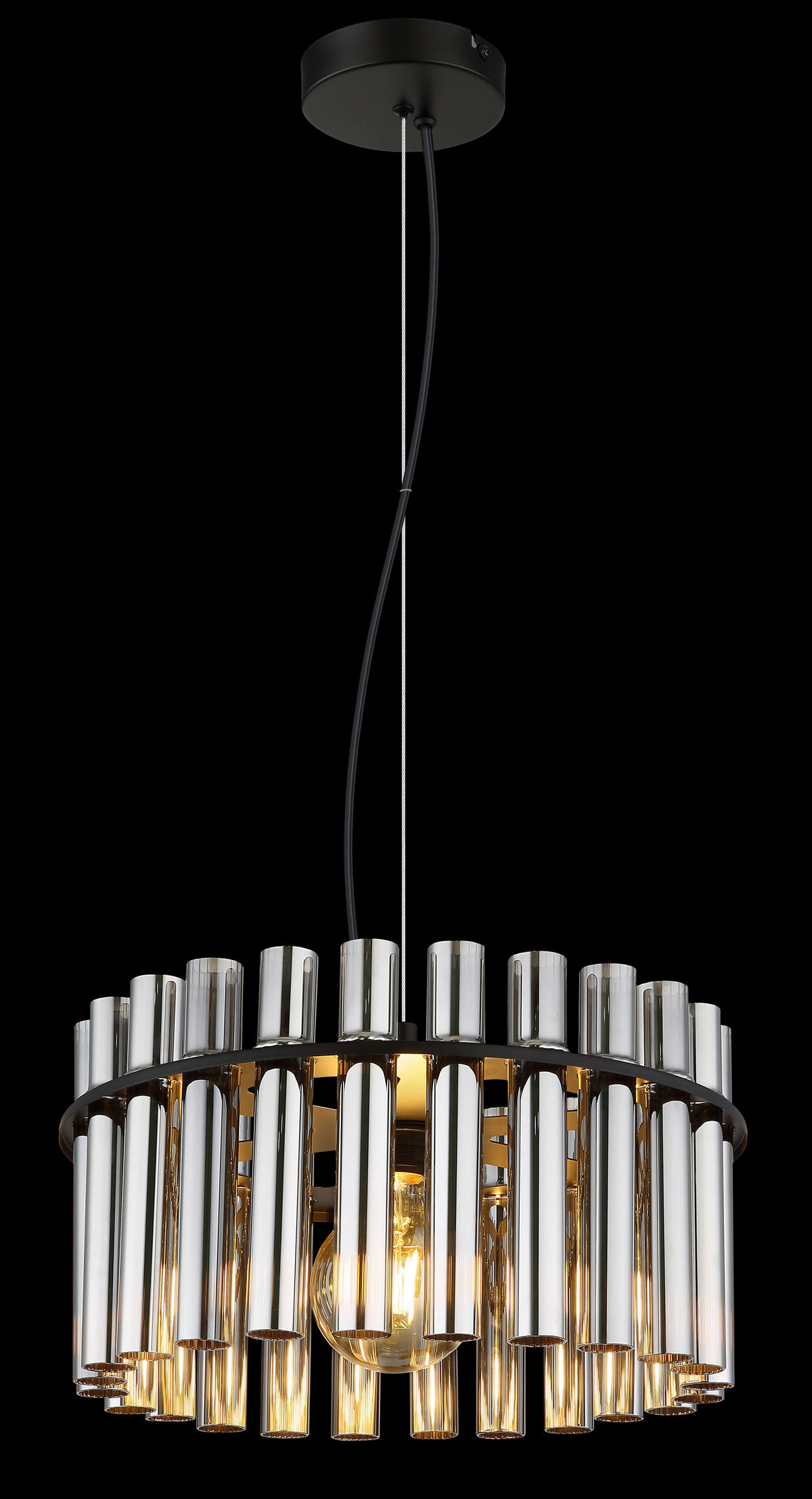 HÄNGELEUCHTE 38/120 cm  - Schwarz/Grau, Design, Glas/Kunststoff (38/120cm) - Globo