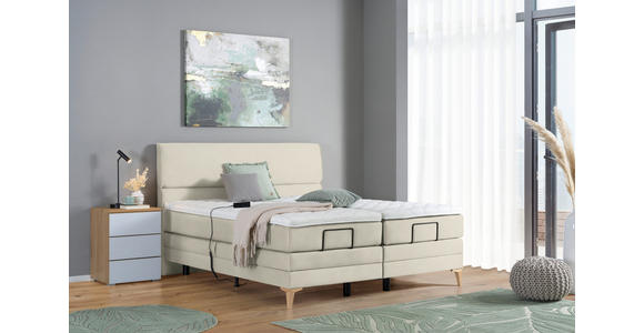 BOXSPRINGBETT 200/200 cm in Hellgrau - Eichefarben/Hellgrau, KONVENTIONELL, Holz/Textil (200/200cm) - Voleo