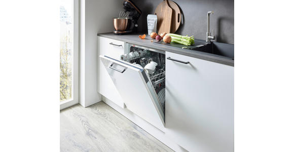 EINBAUKÜCHE - Weiß Hochglanz/Grau, Design, Holzwerkstoff - Dieter Knoll