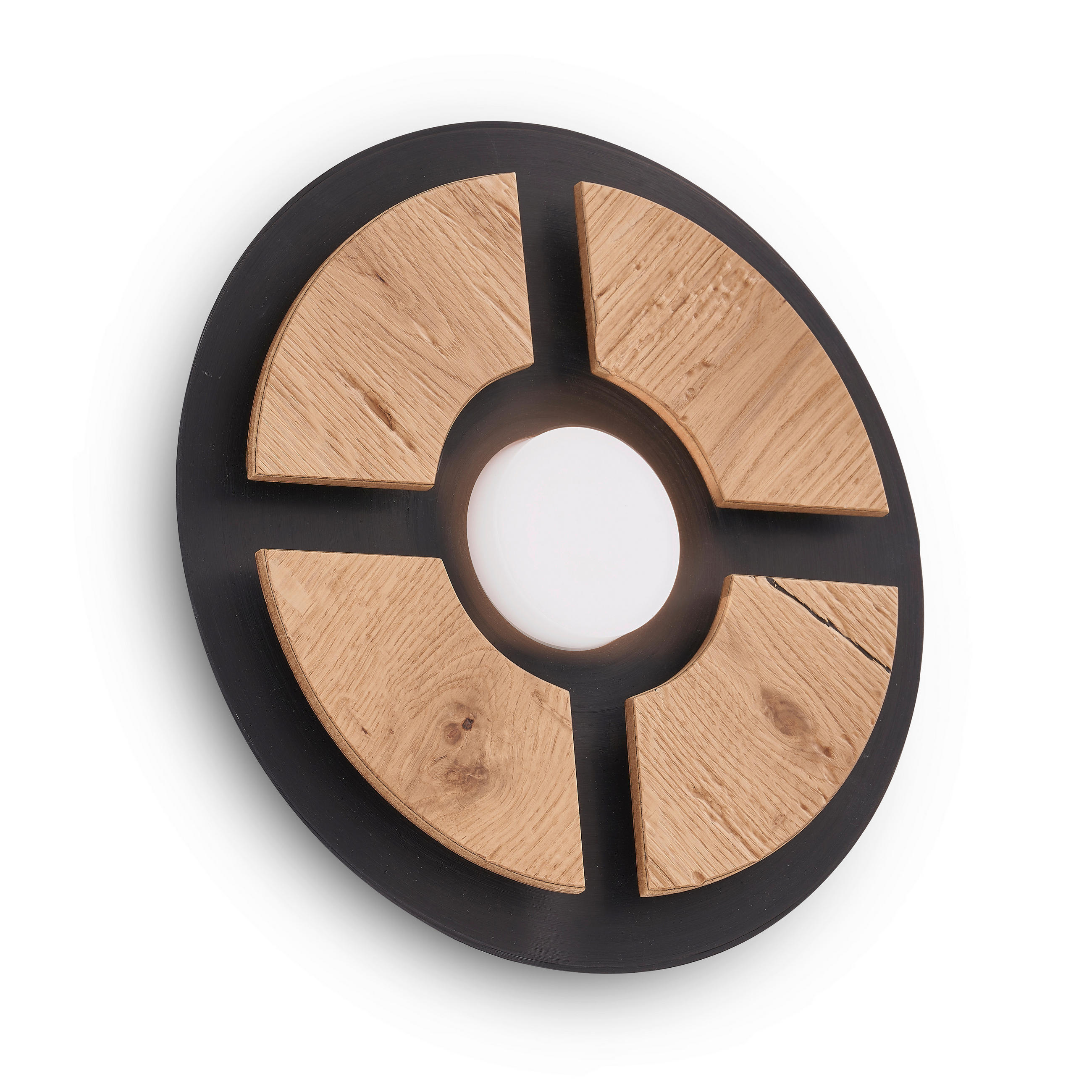 LED-WANDLEUCHTE Rota 26/6,5 cm  - Eichefarben/Schwarz, Natur, Holz/Kunststoff (26/6,5cm) - Grossmann