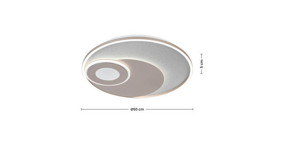 LED-DECKENLEUCHTE 50/5 cm  - Champagner/Silberfarben, Design, Kunststoff/Metall (50/5cm) - Novel