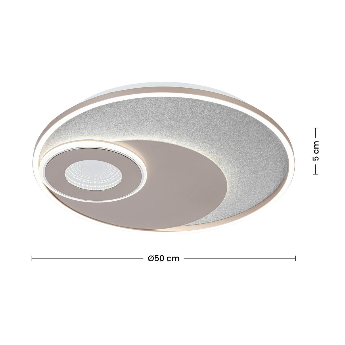 LED-DECKENLEUCHTE 50/5 cm  - Champagner/Silberfarben, Design, Kunststoff/Metall (50/5cm) - Novel