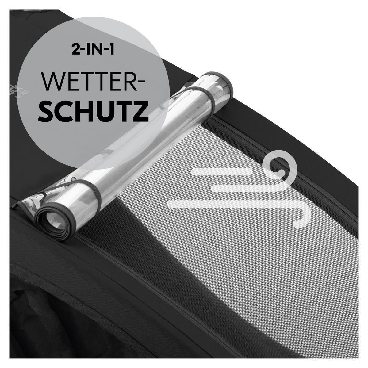 FAHRRADANHÄNGER   Dryk Duo Plus  - Schwarz, Basics, Kunststoff/Textil (79/107/114cm) - Hauck