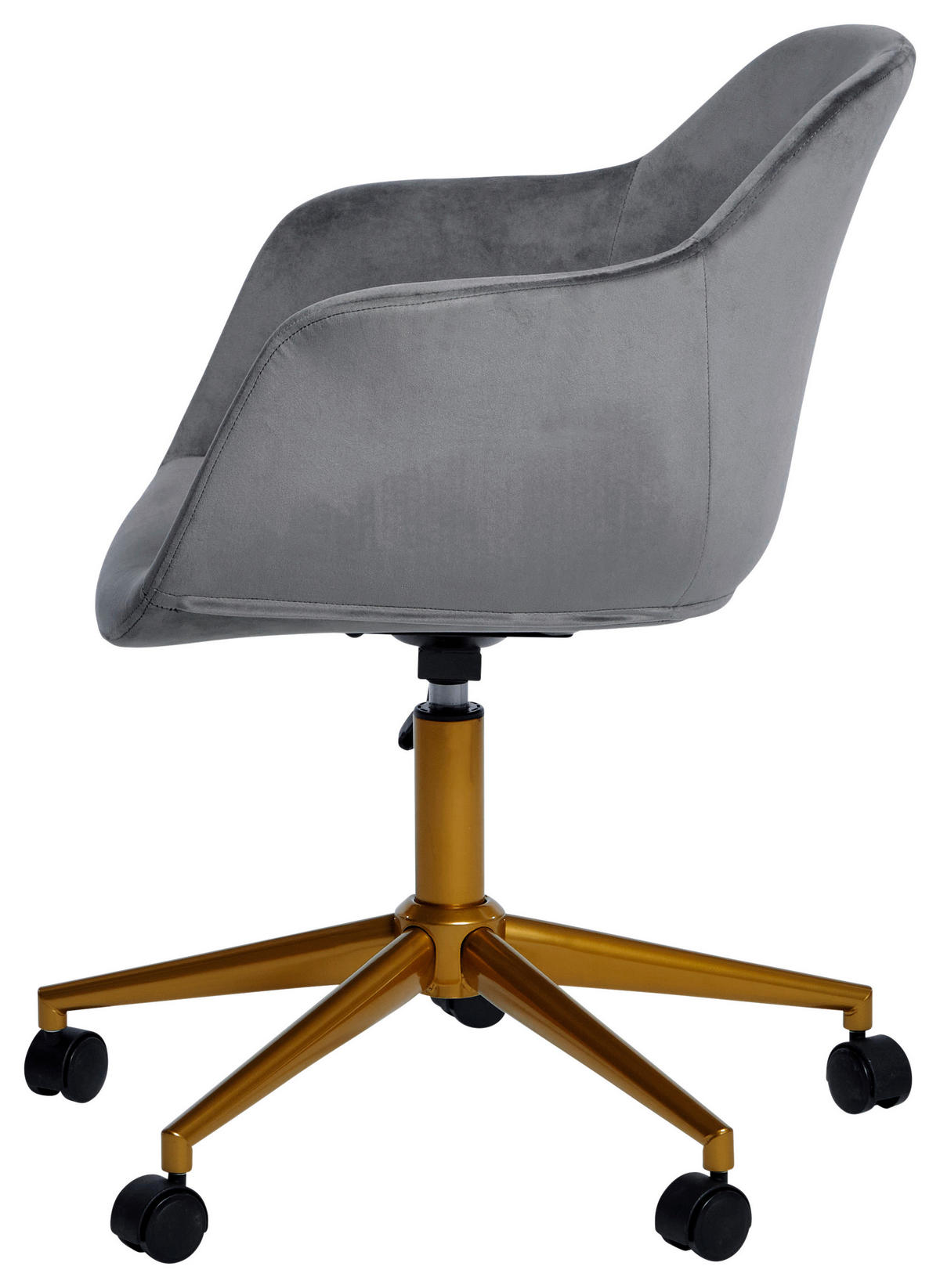 DREHSTUHL  in Samt Grau, Goldfarben  - Goldfarben/Grau, Modern, Kunststoff/Textil (56,5/59/78-87cm) - Livetastic