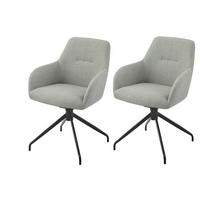 ARMLEHNSTUHL-SET 2 Stück erweiterbar, Sitzfläche 360° drehbar Webstoff, Mikrofaser  - Schwarz/Mintgrün, MODERN, Textil/Metall (56/83/60cm) - MID.YOU