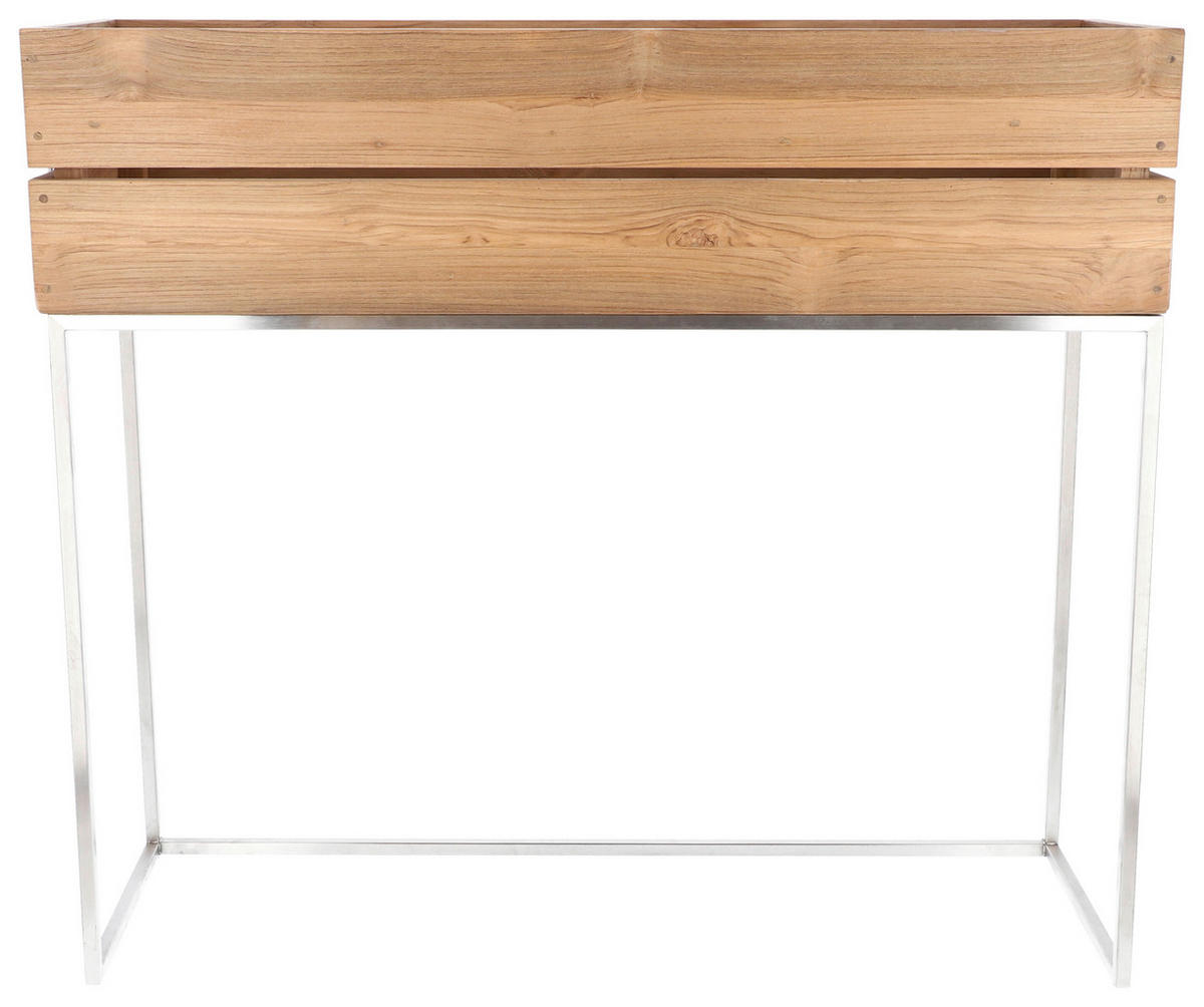 HOCHBEET Mini garden  - Edelstahlfarben/Teakfarben, MODERN, Holz/Metall (100/90/34cm) - Jan Kurtz