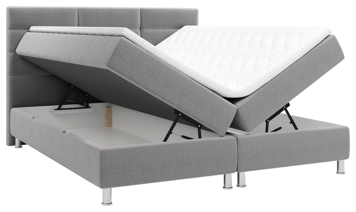 POSTELJA Z VZMETNICO 160 cm   x 200 cm  , tekstil modra, siva  - barve kroma/modra, Konvencionalno, kovina/tekstil (160/200cm) - Carryhome