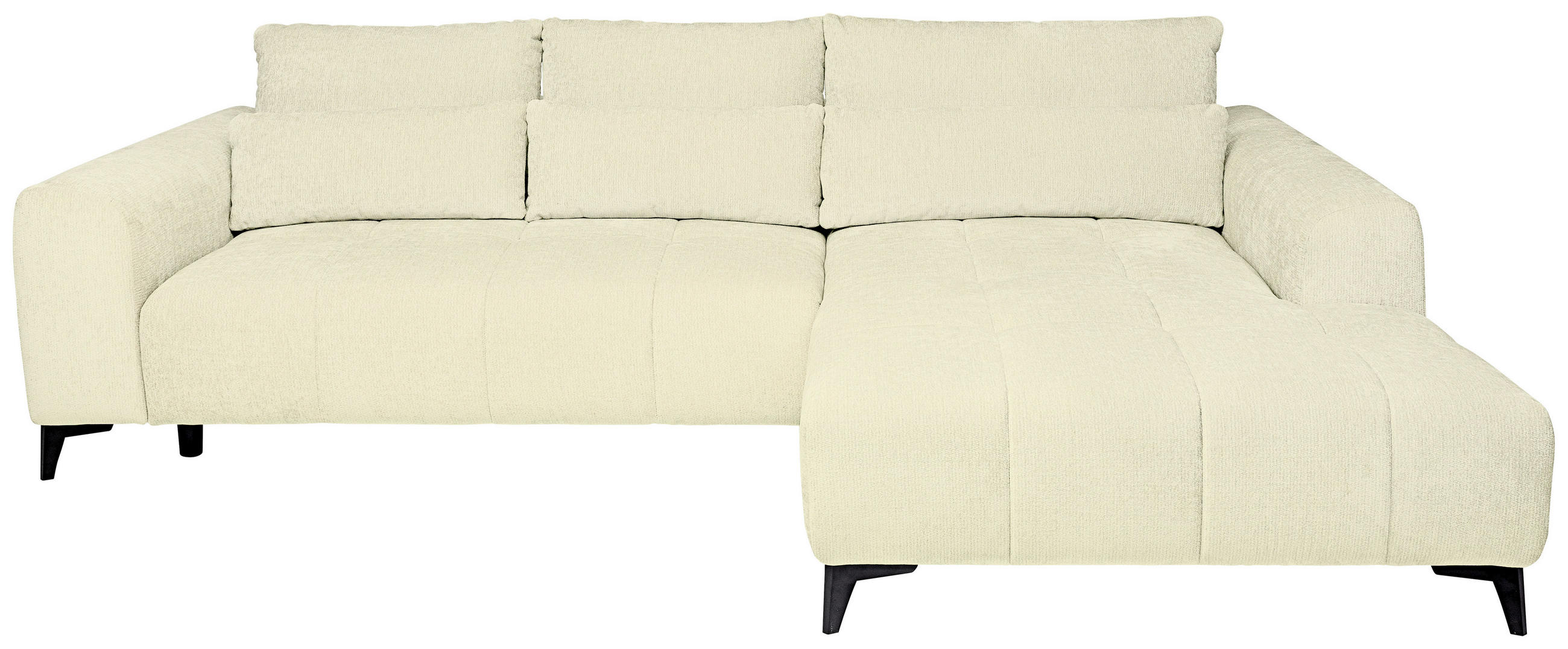 HÖRNSOFFA i chenille cremefärgad  - svart/cremefärgad, Klassisk, textil/plast (279/222cm) - MID.YOU