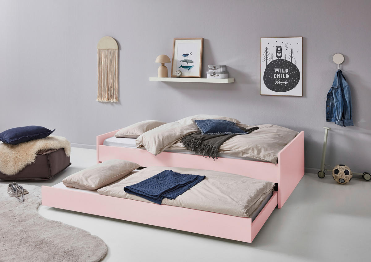 BODENBETT. 120/200 cm  in Rosa  - Rosa, LIFESTYLE, Holz/Holzwerkstoff (120/200cm) - Stylife