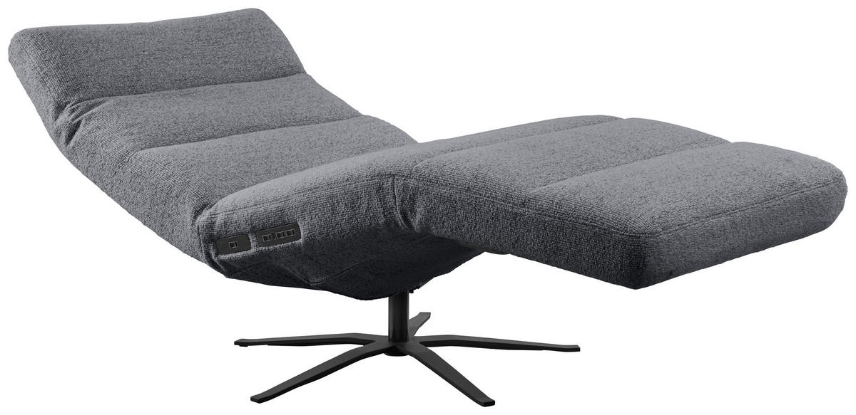 RELAXLIEGE inkl. Akku Flachgewebe Anthrazit  - Anthrazit/Schwarz, MODERN, Textil/Metall (82/53-115/156-206cm) - Pure Home Comfort