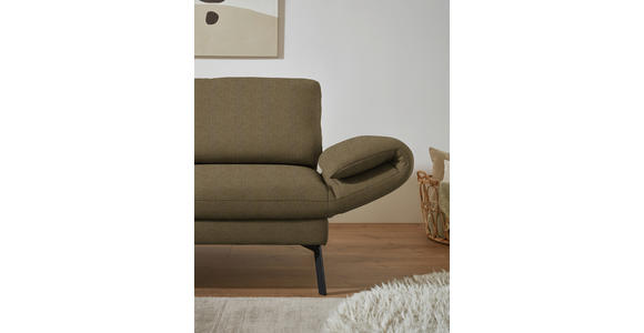ECKSOFA  in Flachgewebe Khaki Armteilverstellung, Relaxfunktion, Drehsitzfunktion  175-224/255-365 cm  - Khaki/Schwarz, Design, Textil/Metall (175-224/255-365cm) - Dieter Knoll